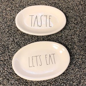 Set of 2 new Rae Dunn oval plates taste & lets eat